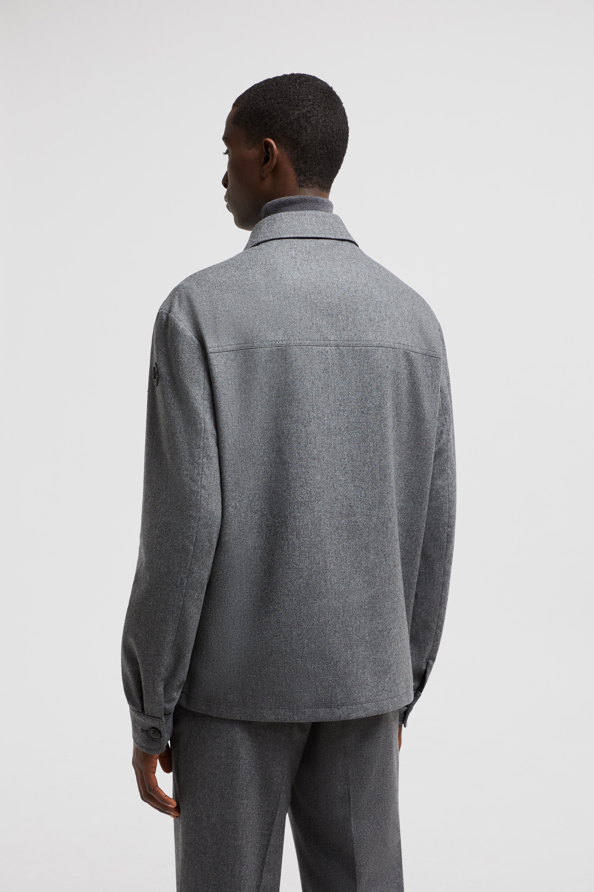 Moncler Logo Patch Long-sleeved Shirt In Gray