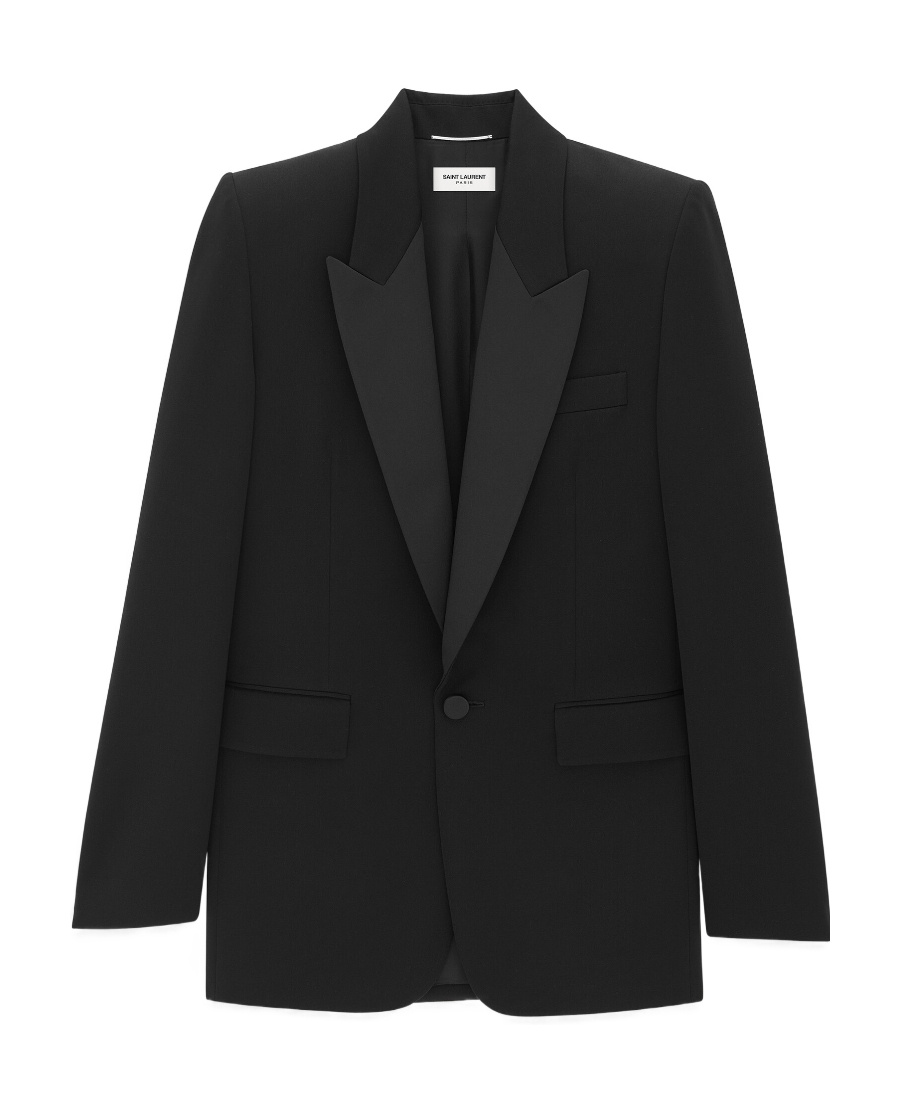 Saint Laurent Classic Long-sleeve Tuxedo Blazer In Black