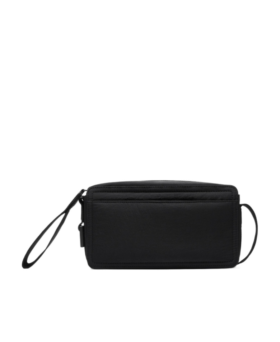 Jacquemus Le Cuerda Horizontal Black Messenger Bag With Logo Lettering Detail In Cotton Man In Black