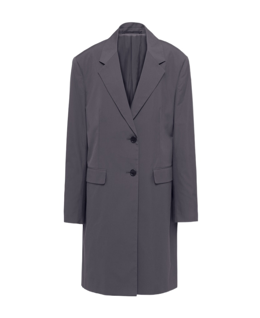 Prada Single-breasted Coat In Gray