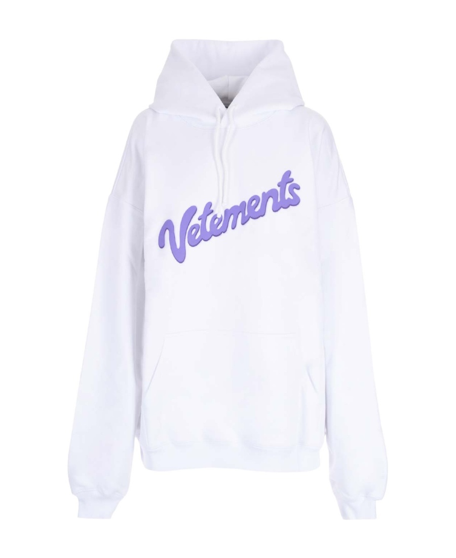 Vetements Logo-print Drawstring Hoodie In White