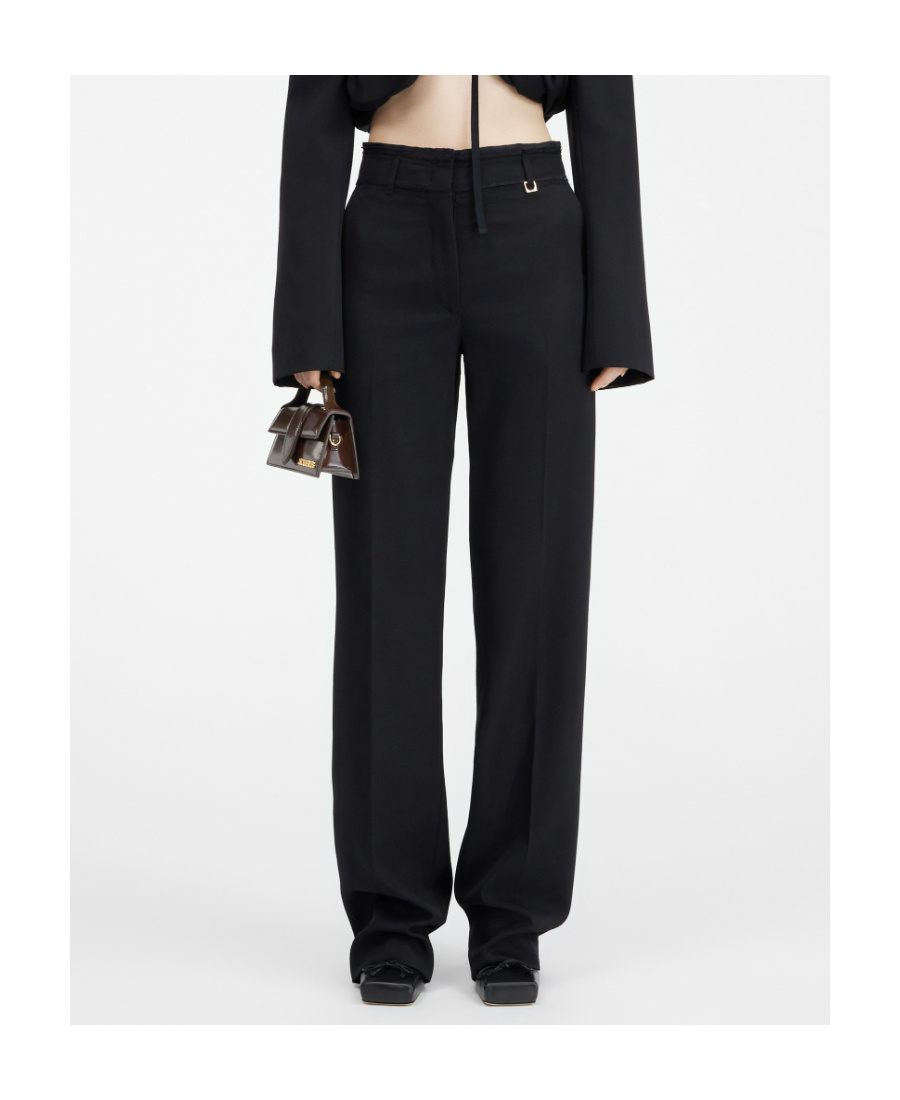 Jacquemus Ficelle Virgin-wool Tailored Trousers In Black
