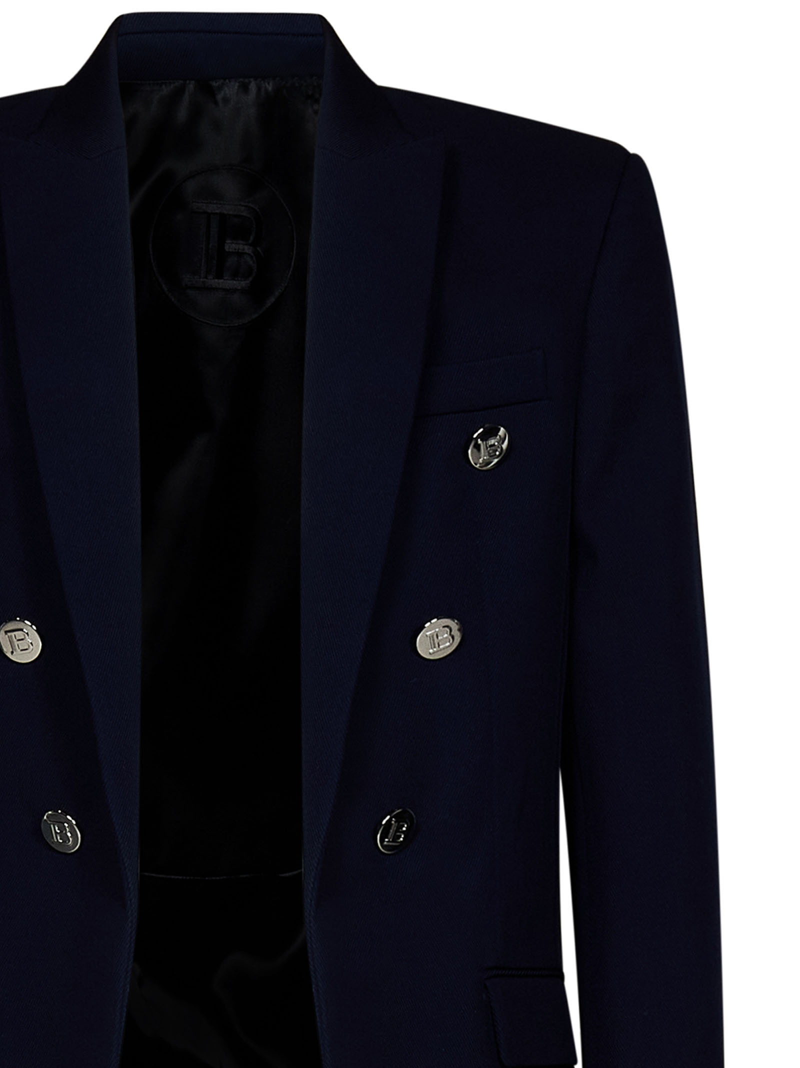 Balmain Embossed-button Double-breasted Blazer In Black