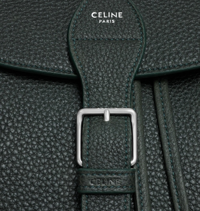 Celine Large Backpack Folco In Grained Calfskin In Black