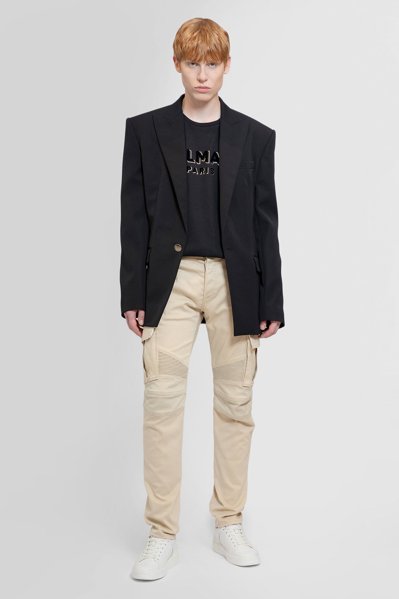 Balmain Fitted Wool Jacket With Notched Lapel In Black