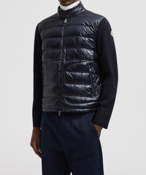 Moncler Long-sleeved Down Jacket In Blue