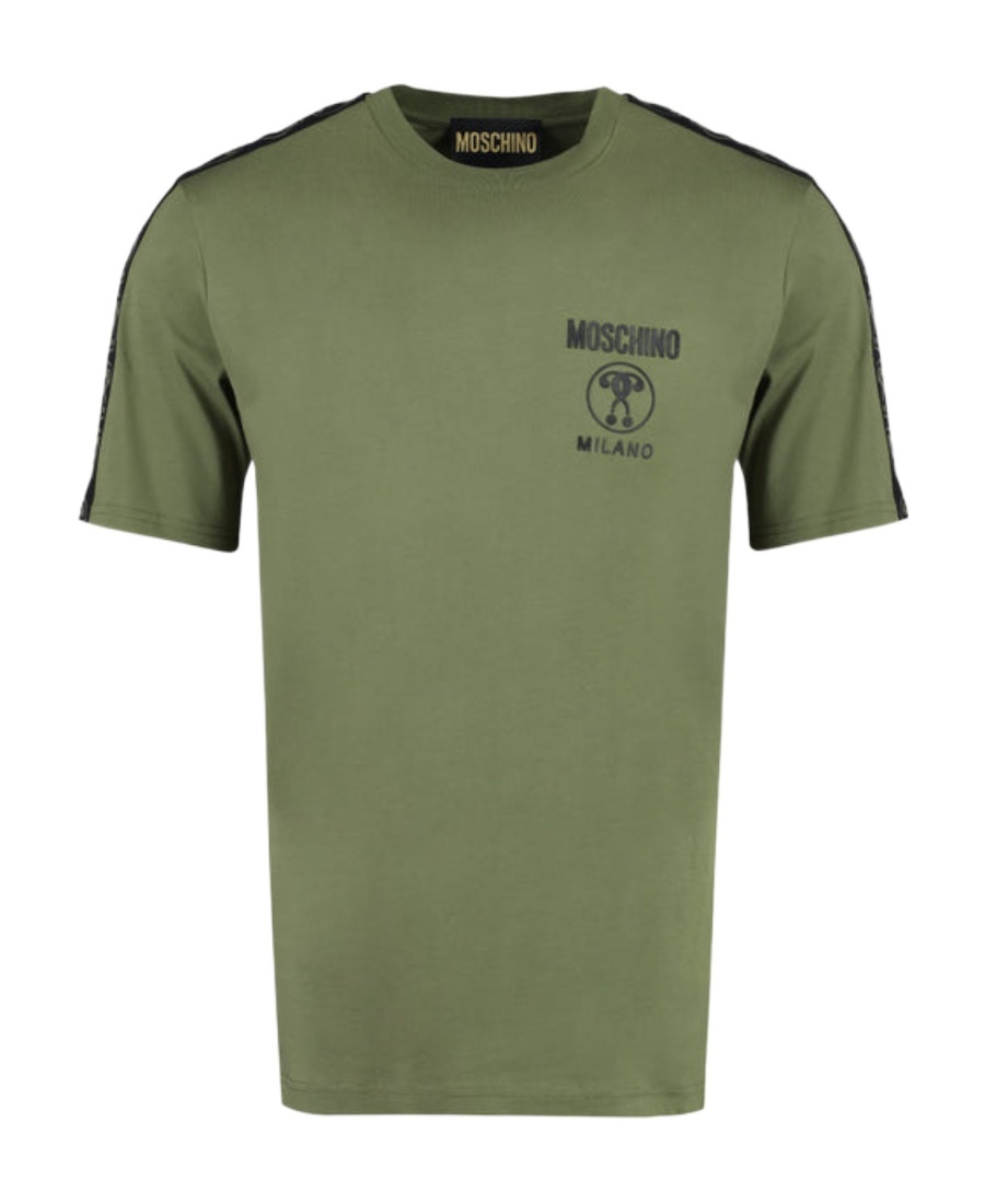 Moschino Double Question Mark Cotton T-shirt In Green