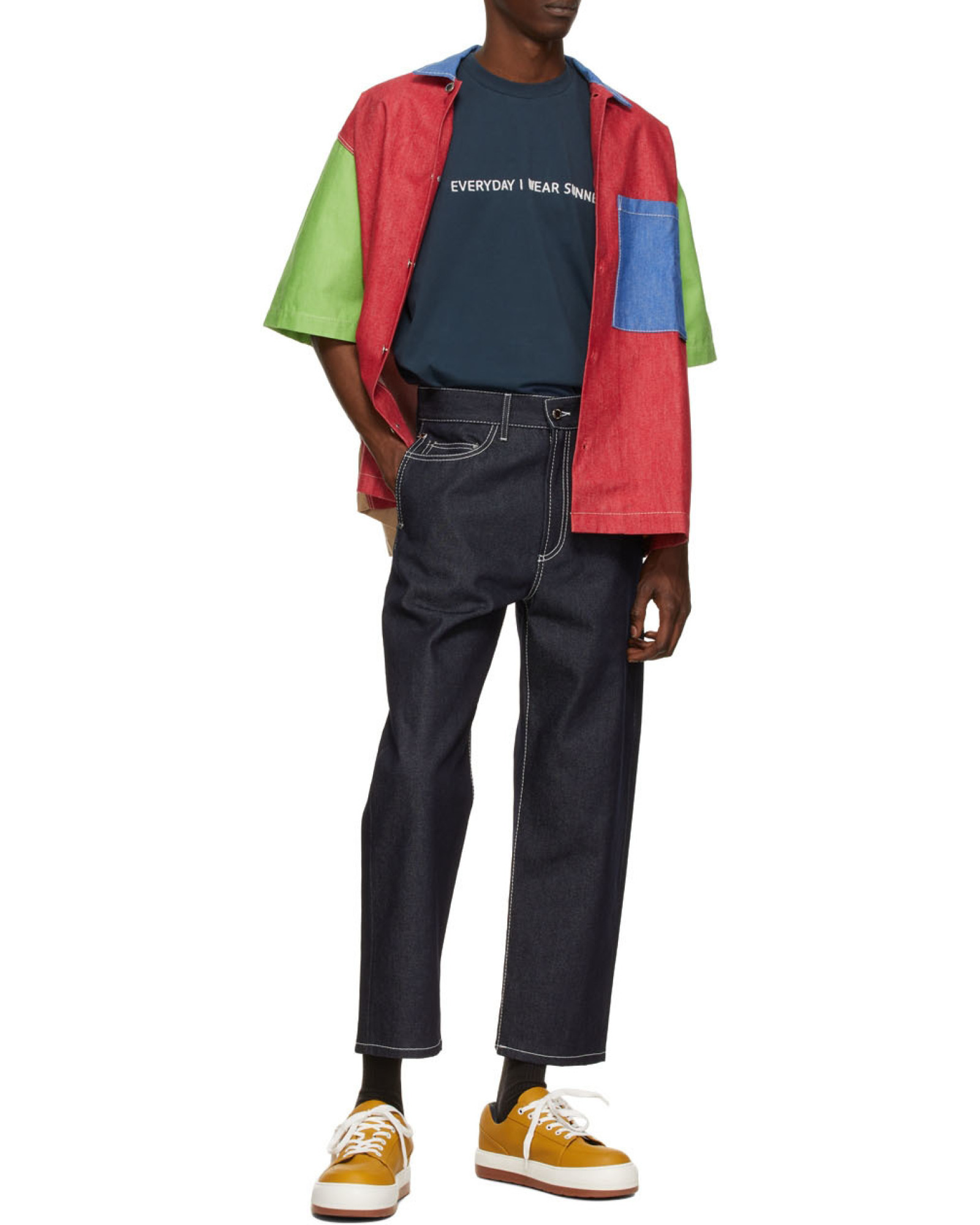 Sunnei Contrast Stitching Jeans In Black