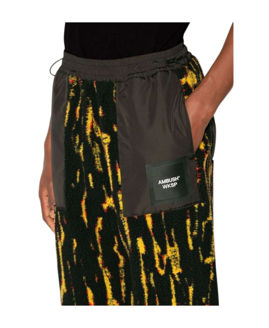 Ambush Textured Fabric Drawstring Pants With Contrast Panels In Black