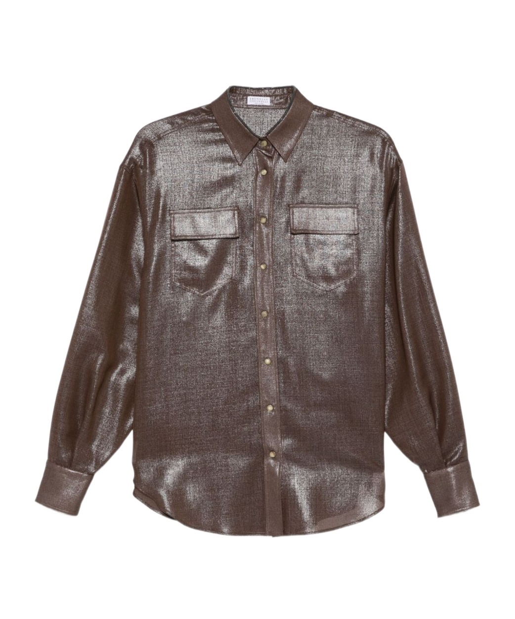 Brunello Cucinelli Metallic-effect Button-down Shirt In Brown