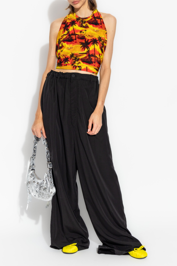 Balenciaga Hawaiian-print Halterneck Blouse In Multicolor