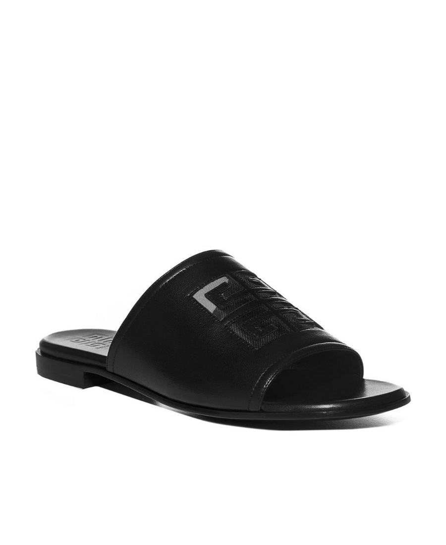 Givenchy 4g Leather Flat Slides In Black