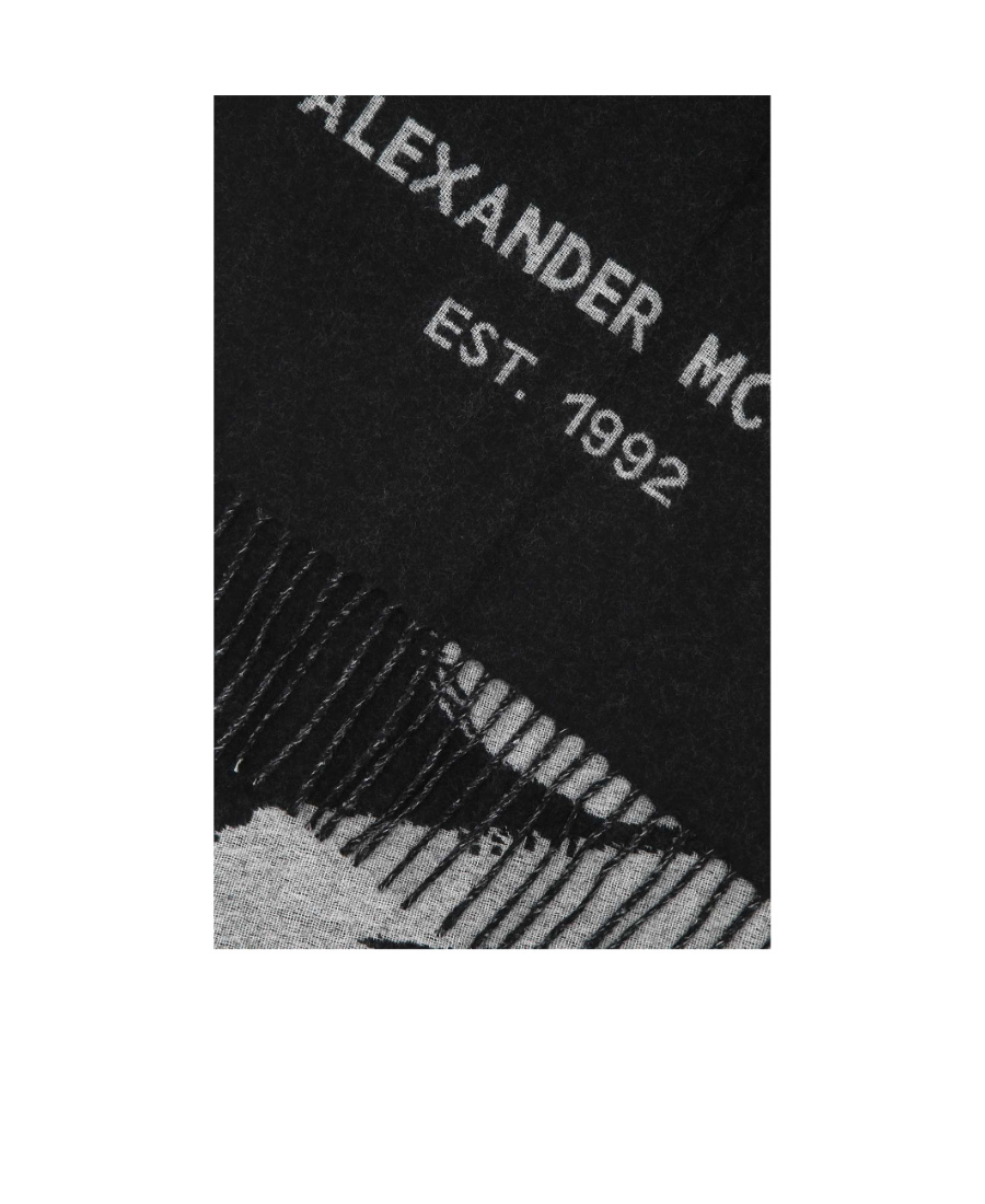 Alexander Mcqueen Graffiti Logo-print Scarf In Black