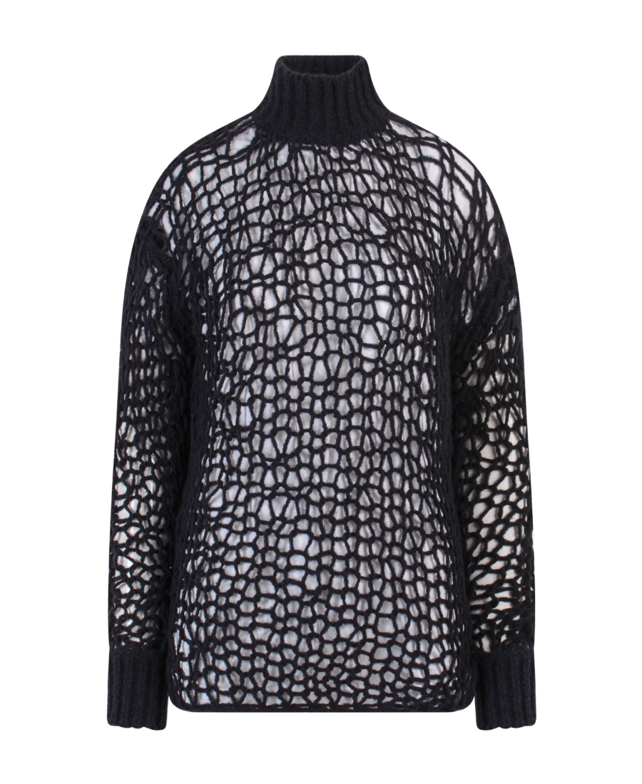 Ann Demeulemeester Open-knit High-neck Sweater In Black