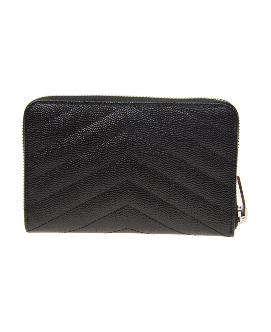 Saint Laurent Monogram Zipper Wallet In Black