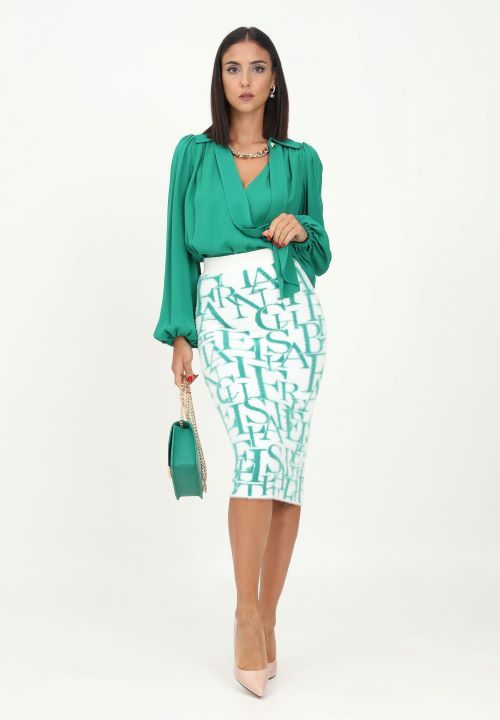Elisabetta Franchi Lettering Pattern Knit Skirt In Blue