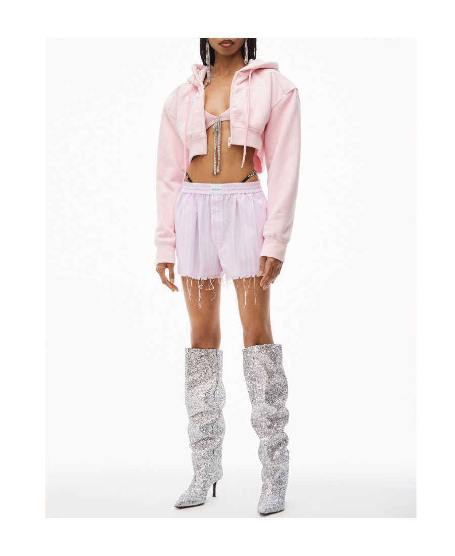 Alexander Wang T Crystal-embellished Raw-cut Shorts In White