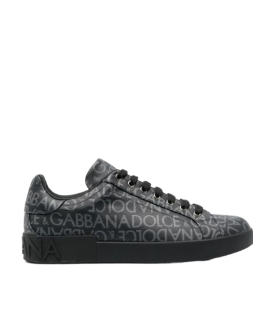 Shop Dolce & Gabbana Portofino Logo-jacquard Sneakers In Black
