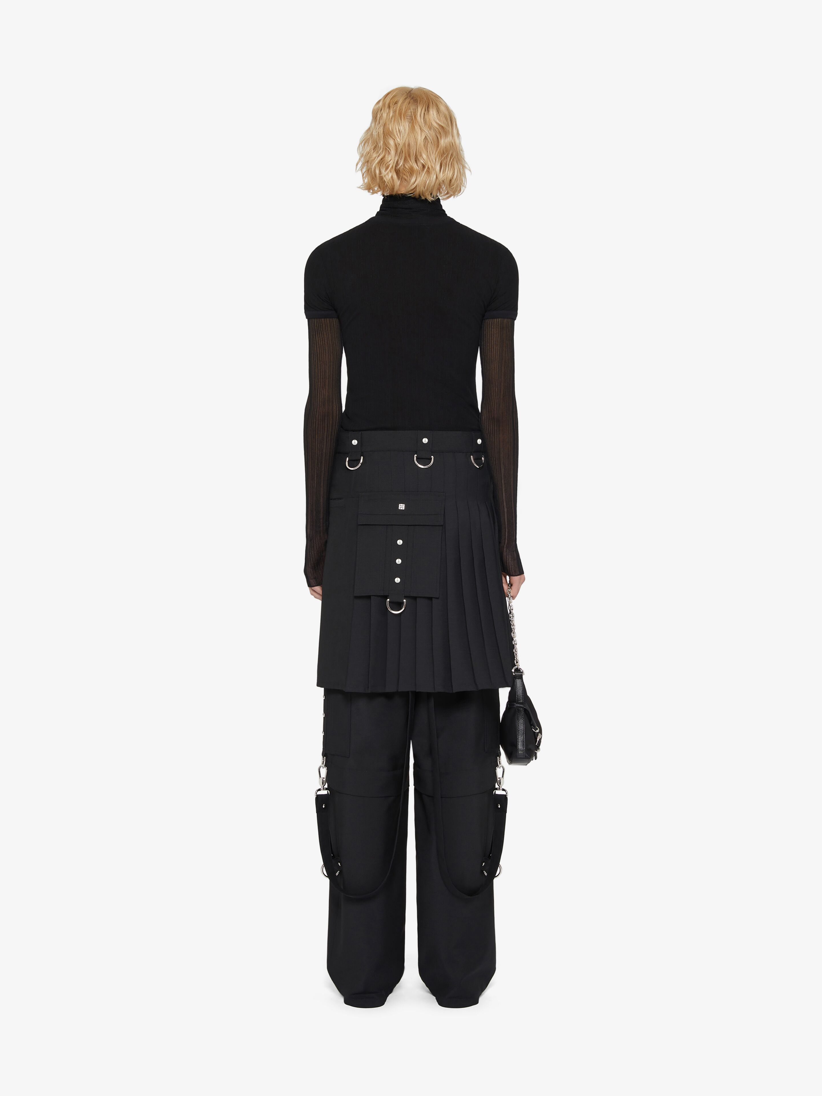 Givenchy Jupe Kilt En Laine Et Mohair In Black