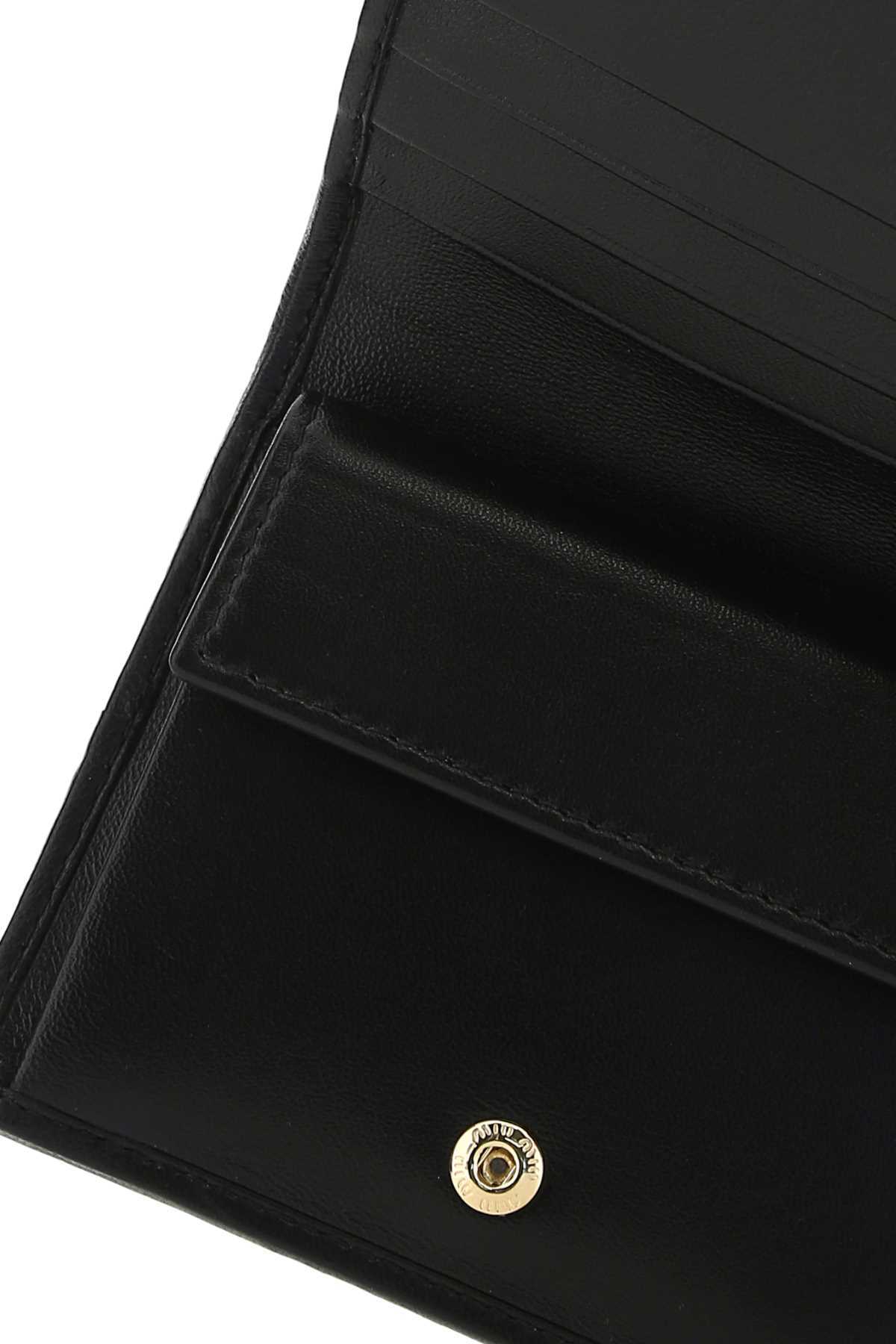 Miu Miu Small Matelassé Nappa Leather Wallet In Black