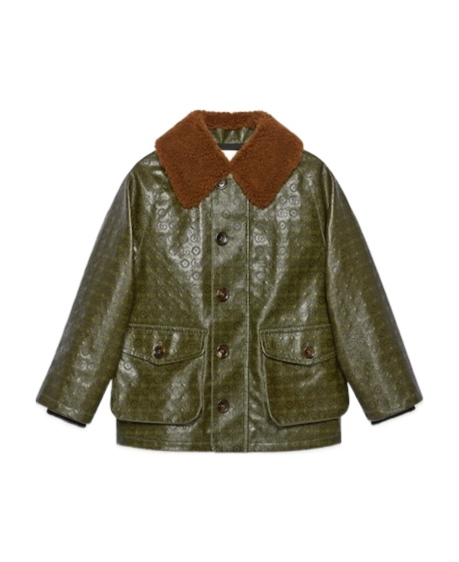 Gucci Double G Pattern Cotton Jacket In Green