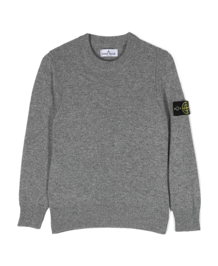 Stone Island Compass-patch Crew-neck Jumper In Gray