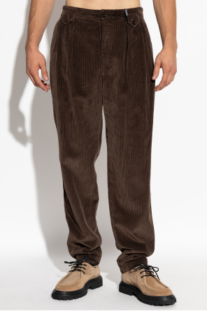 Dolce & Gabbana Pleated Corduroy Regular Trousers In Brown