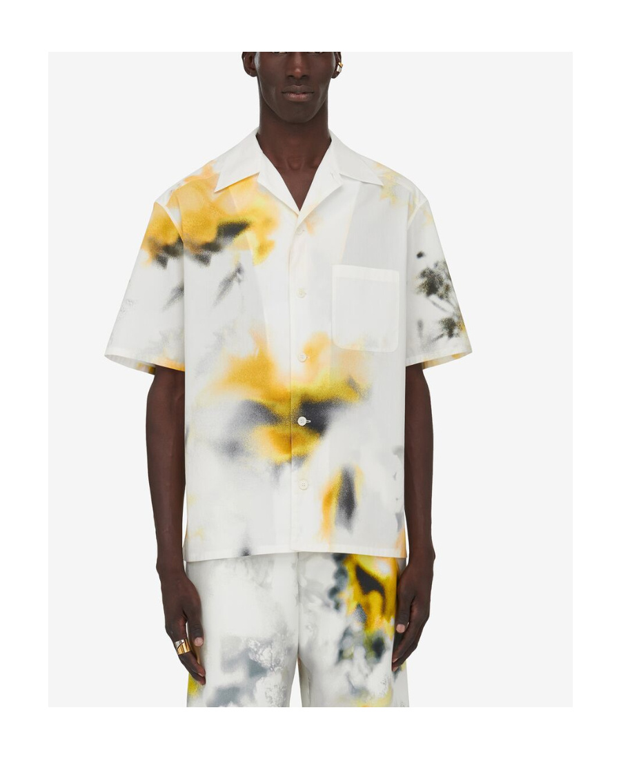 Alexander Mcqueen Obscured Flower Bowling Shirt In White