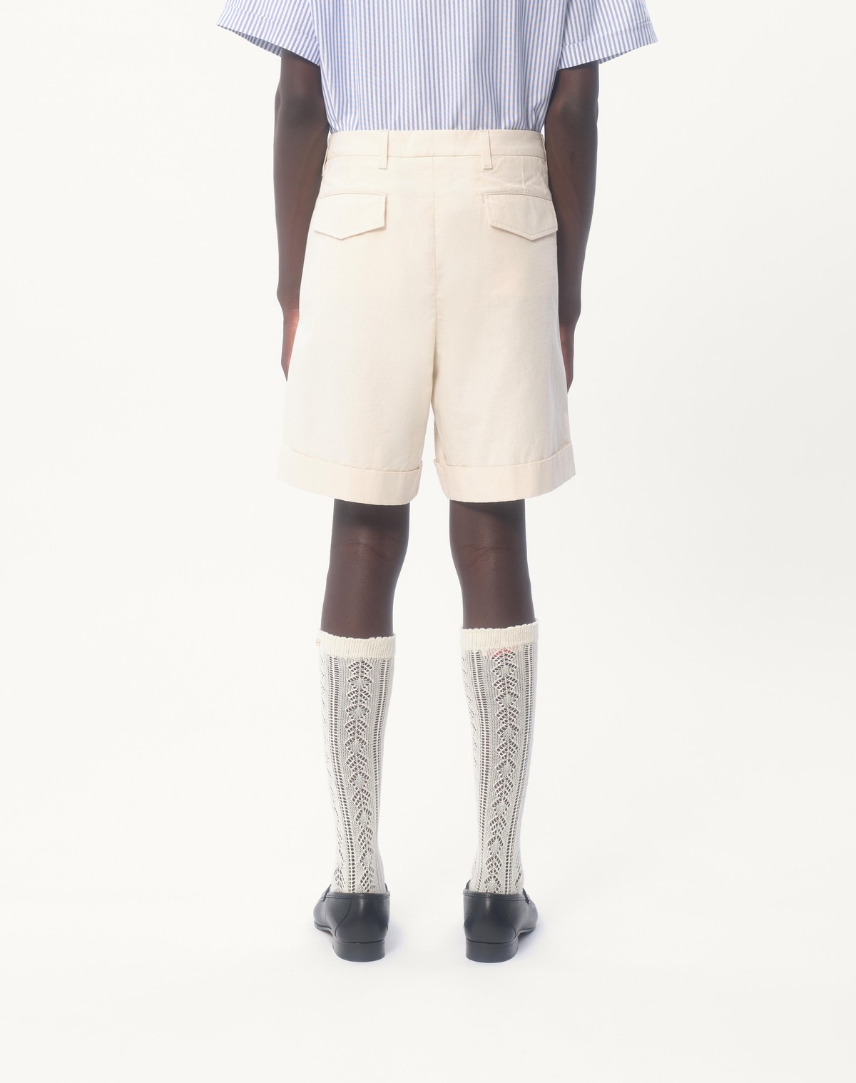 Valentino Ecru Cotton And Linen Bermuda Shorts In White