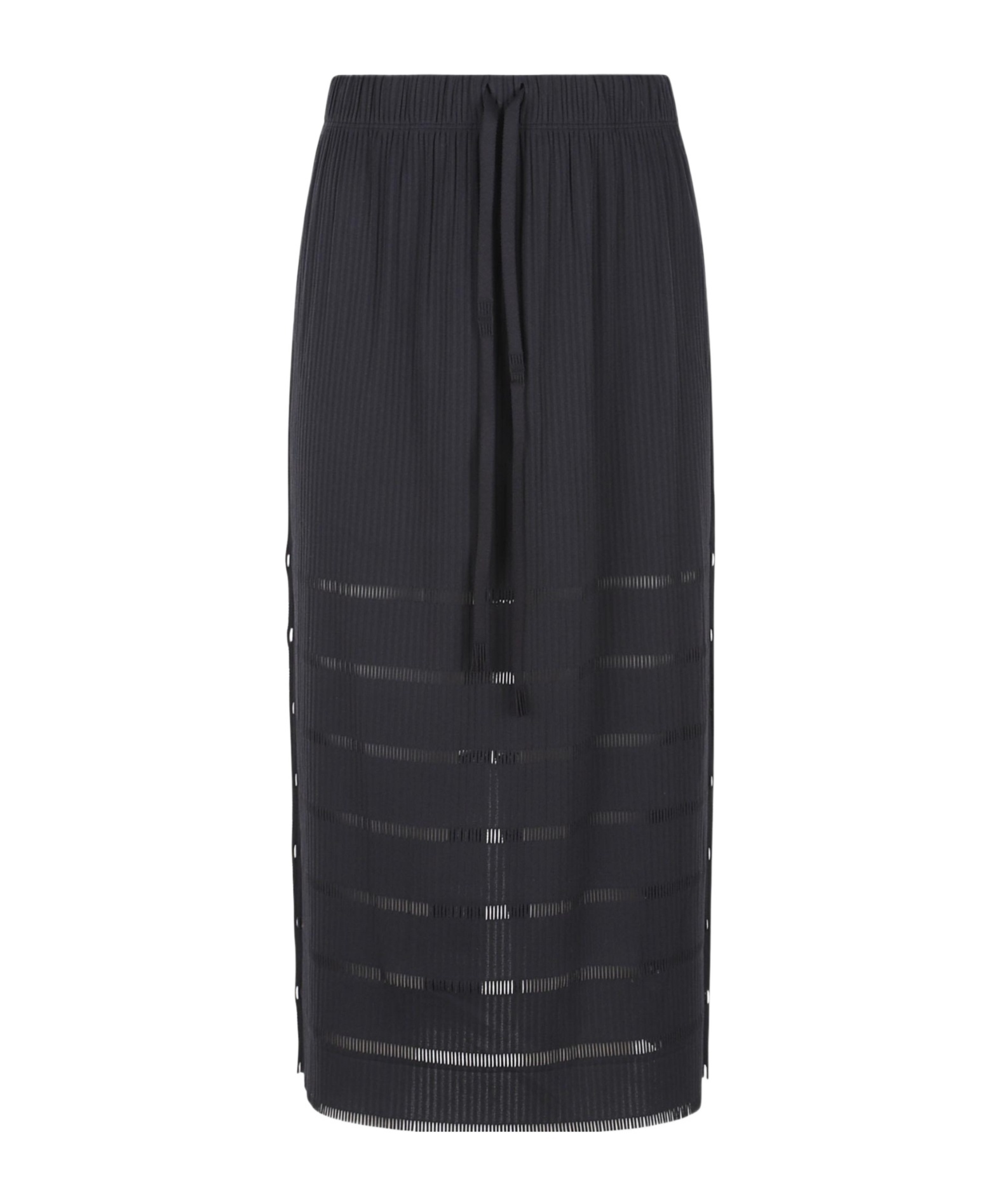 Issey Miyake Elastic Waist Midi Skirt In Black