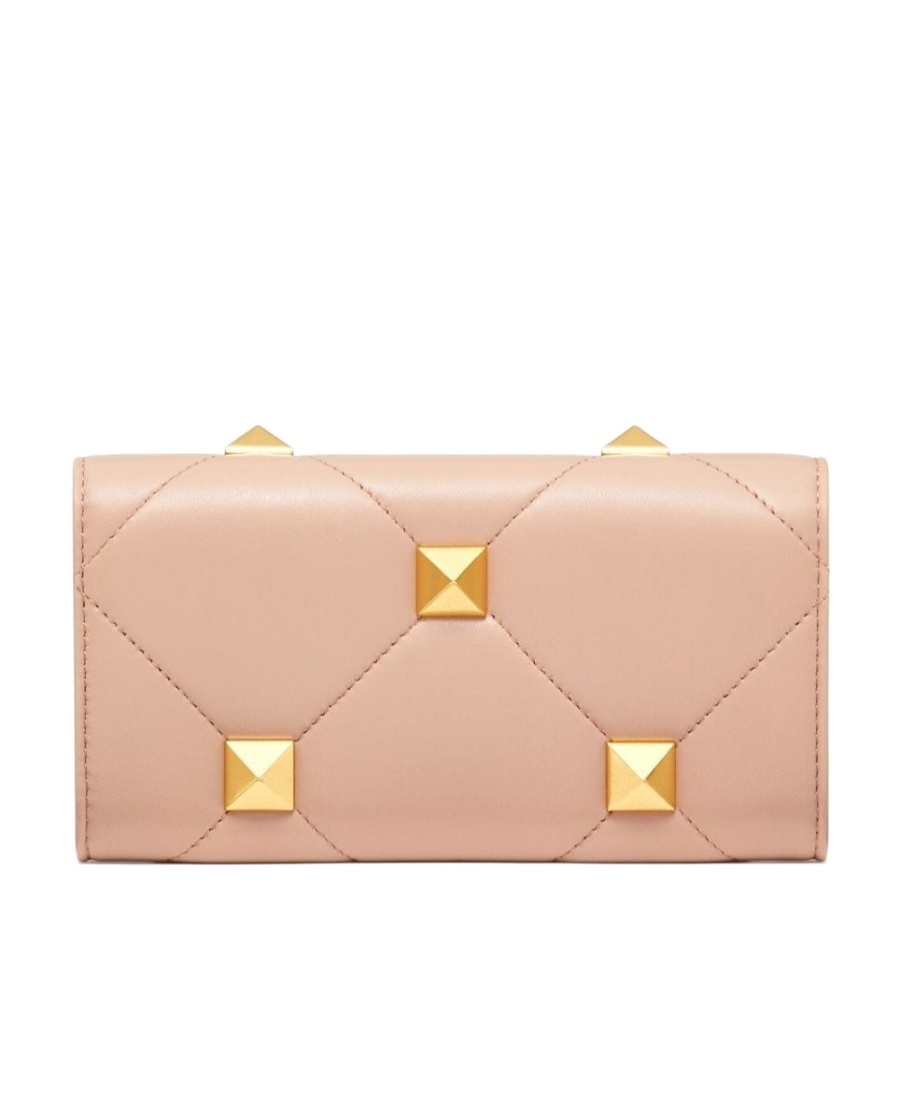 Valentino Roman Stud Chain Wallet In Nude
