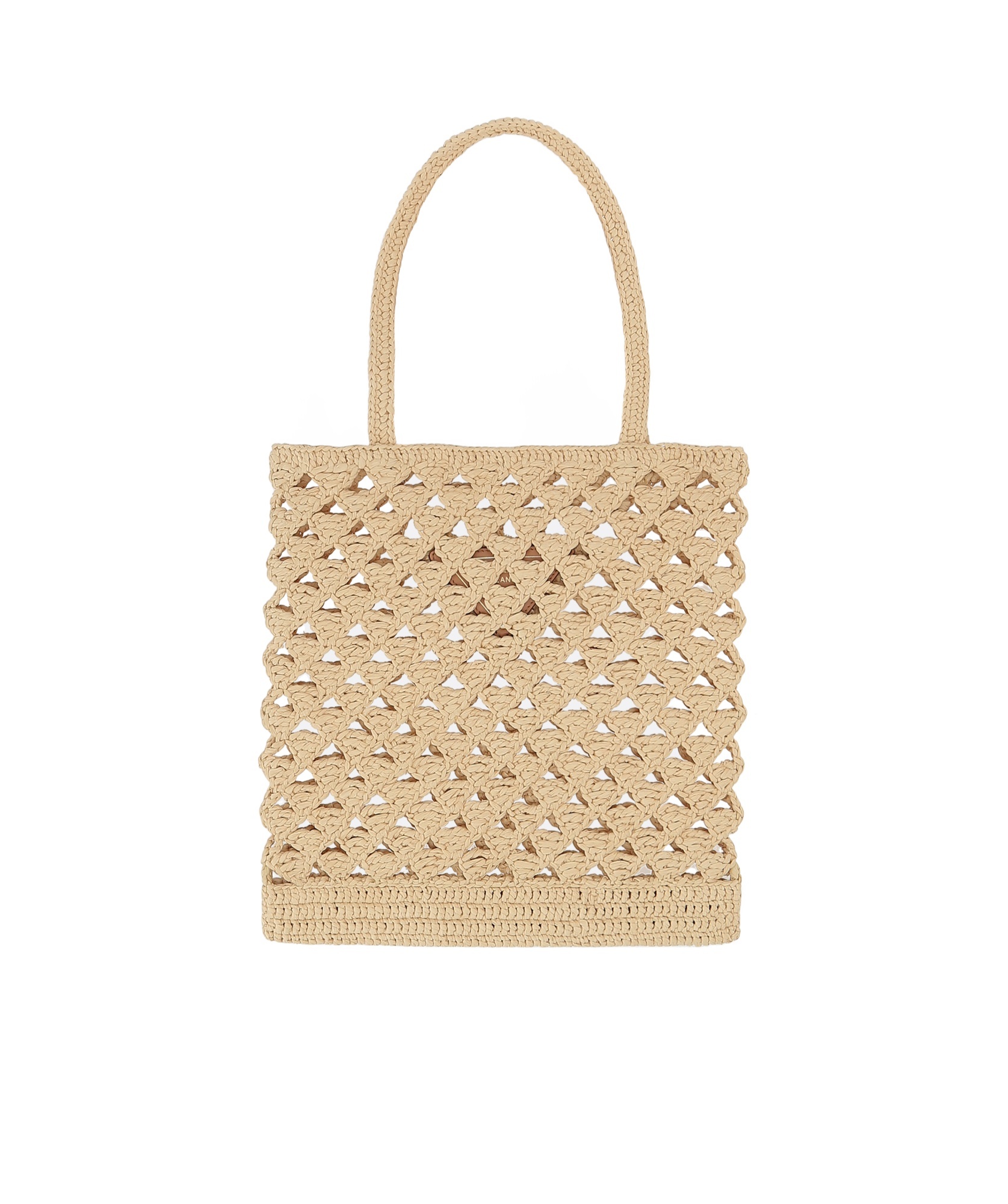 Shop Prada Woven Fabric Crochet Tote Bag In Nude
