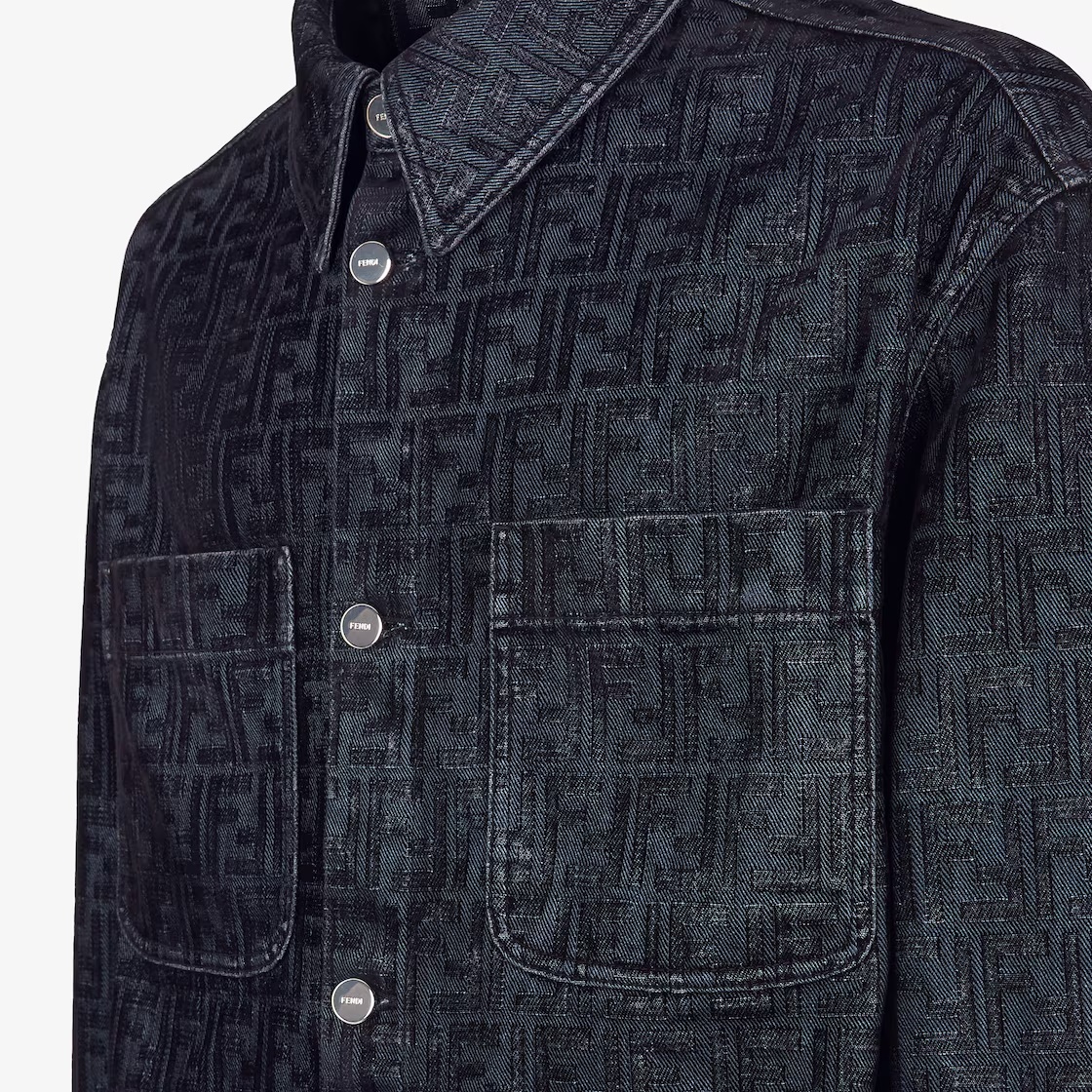 Fendi Ff Denim Jacket In Black