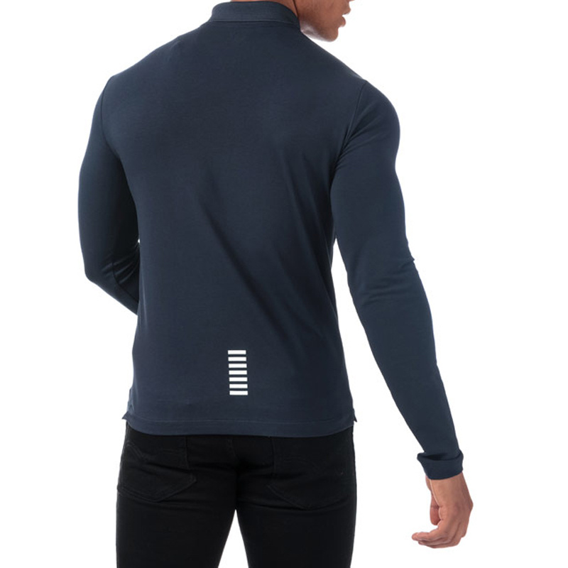 EA7 NAVY BLUE LONG-SLEEVED POLO SHIRT