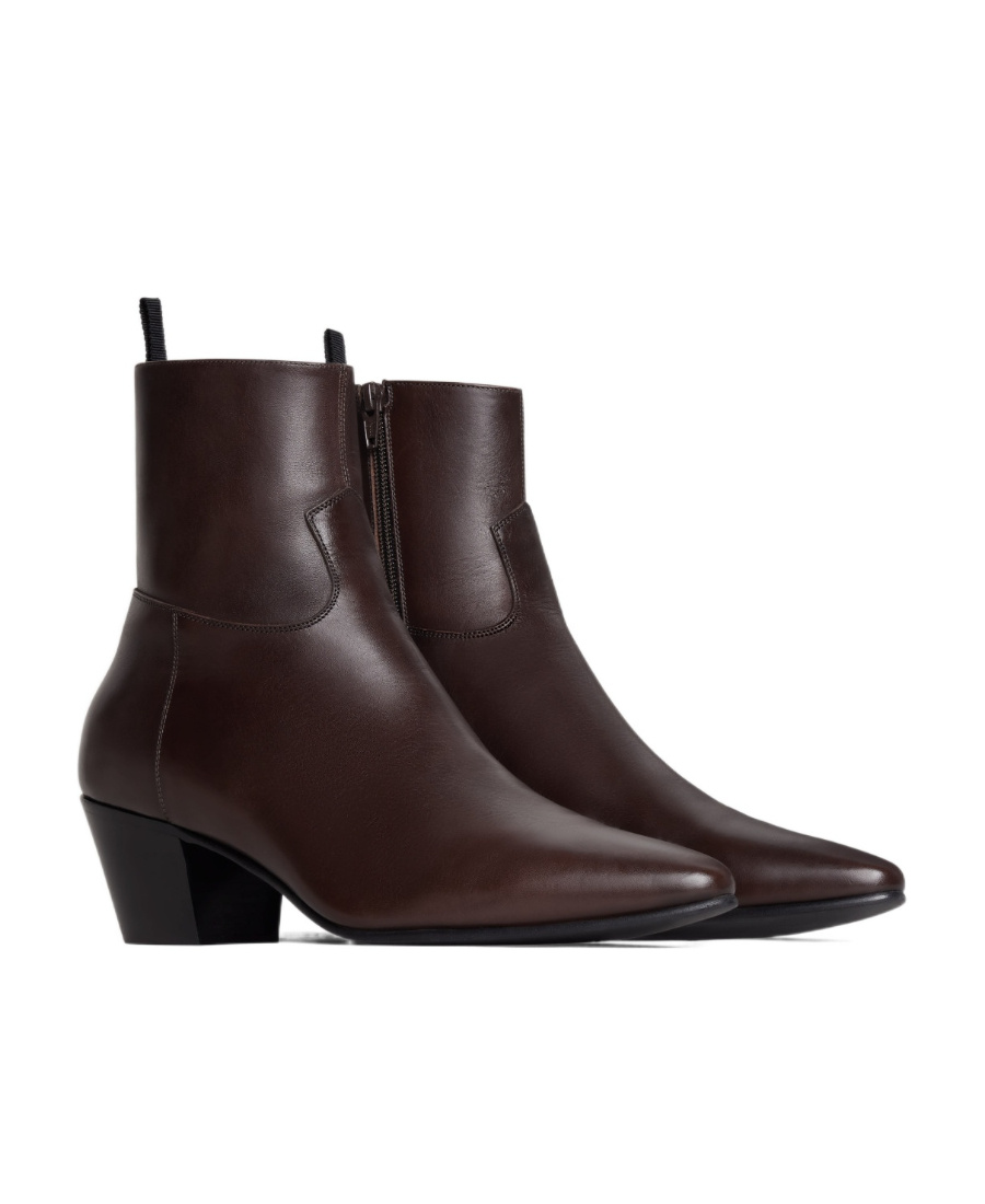 Celine Jacno Zipper Booties In Red