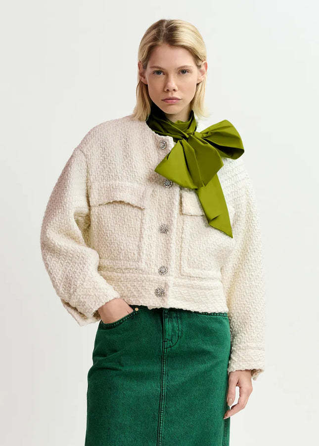 Essentiel Antwerp Tweed Short Jacket In Nude