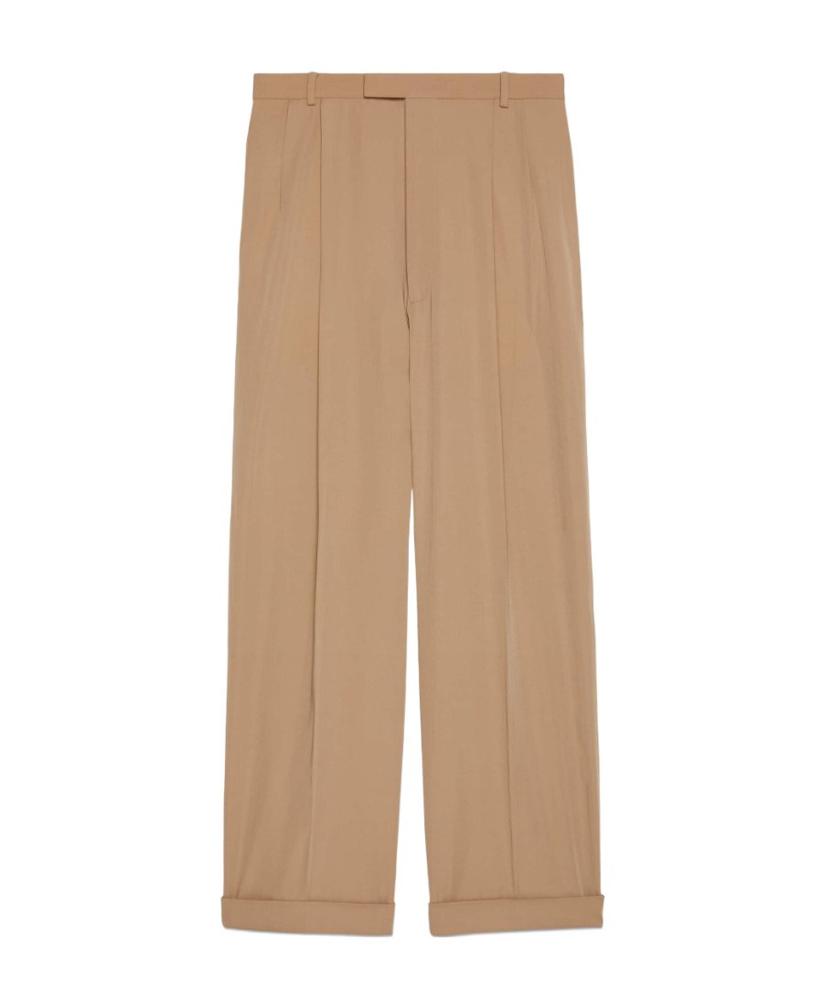 Gucci Pleated Wool Trousers In Camel