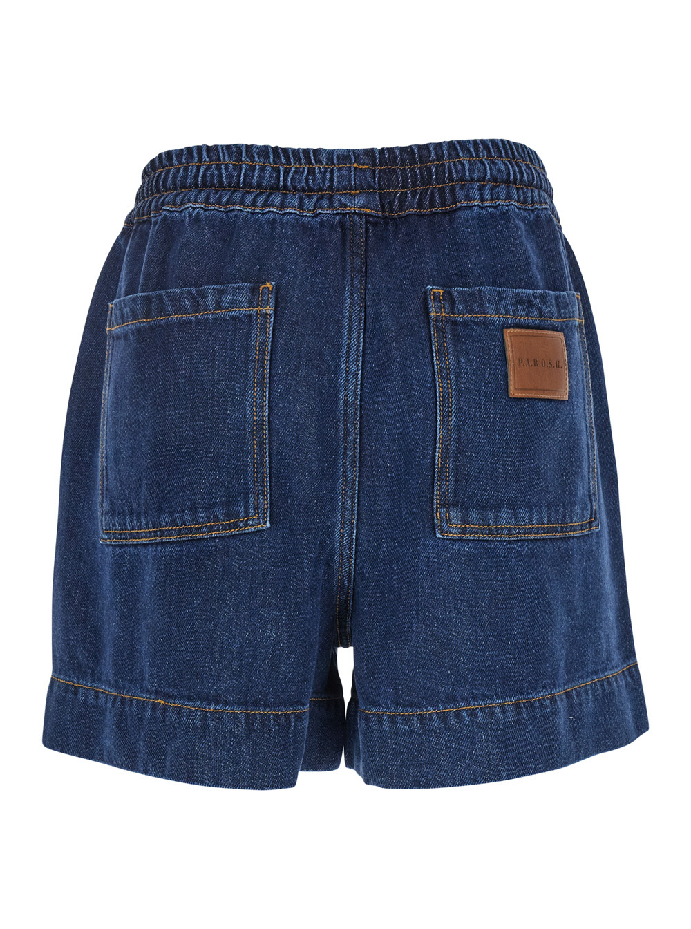 P.a.r.o.s.h Elastic Waist Denim Shorts In Blue