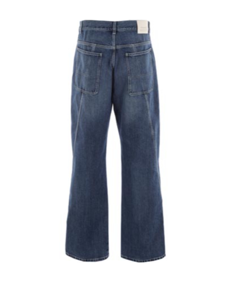 Alexander Mcqueen Wide-leg Panelled Jeans In Blue