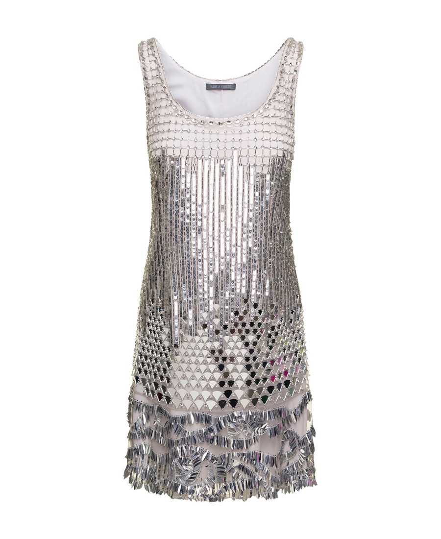Alberta Ferretti Alberta Ferreti Silver Sequins Mini Dress