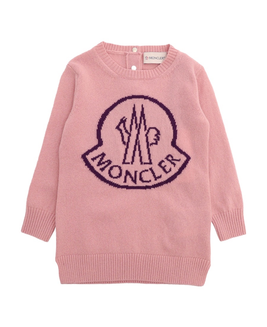 Moncler Logo-print Knitted Sweatshirt Dress In Pink