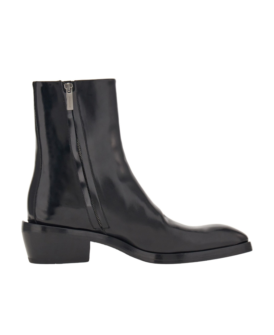 Ferragamo Salvatore  Squared-toe Side-zip Ankle Boots In Black