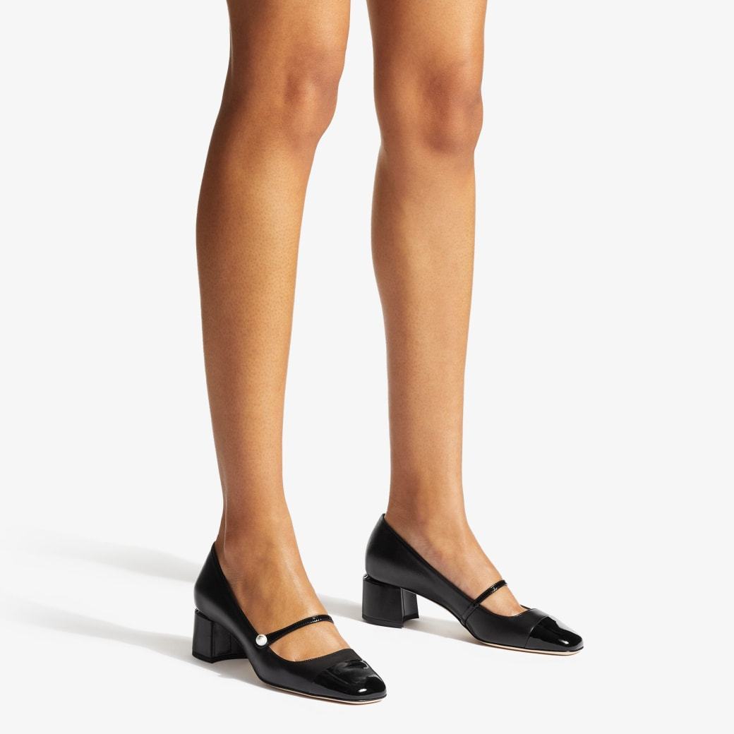 Jimmy Choo 'elisa 45' Black Pumps With Pearl Detail In Black