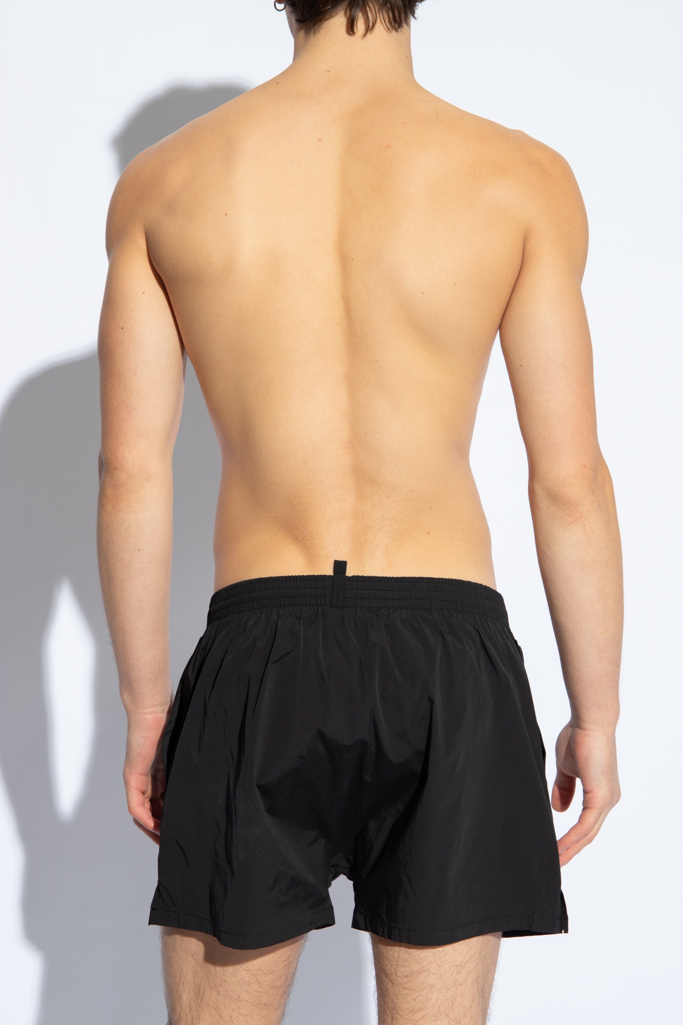 Dsquared2 Belt Design Logo Beach Shorts In Black