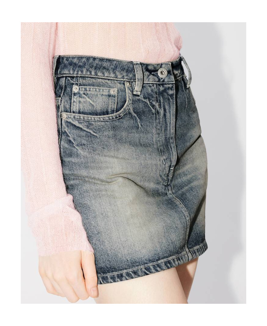 Kenzo Japanese Denim Mini Skirt In Blue