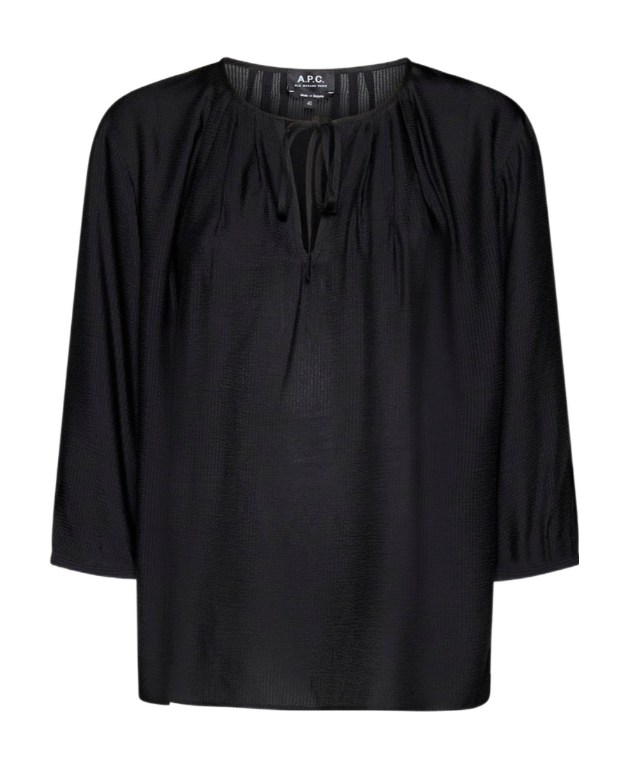 Apc Round-neck Lace-up Blouse In Black