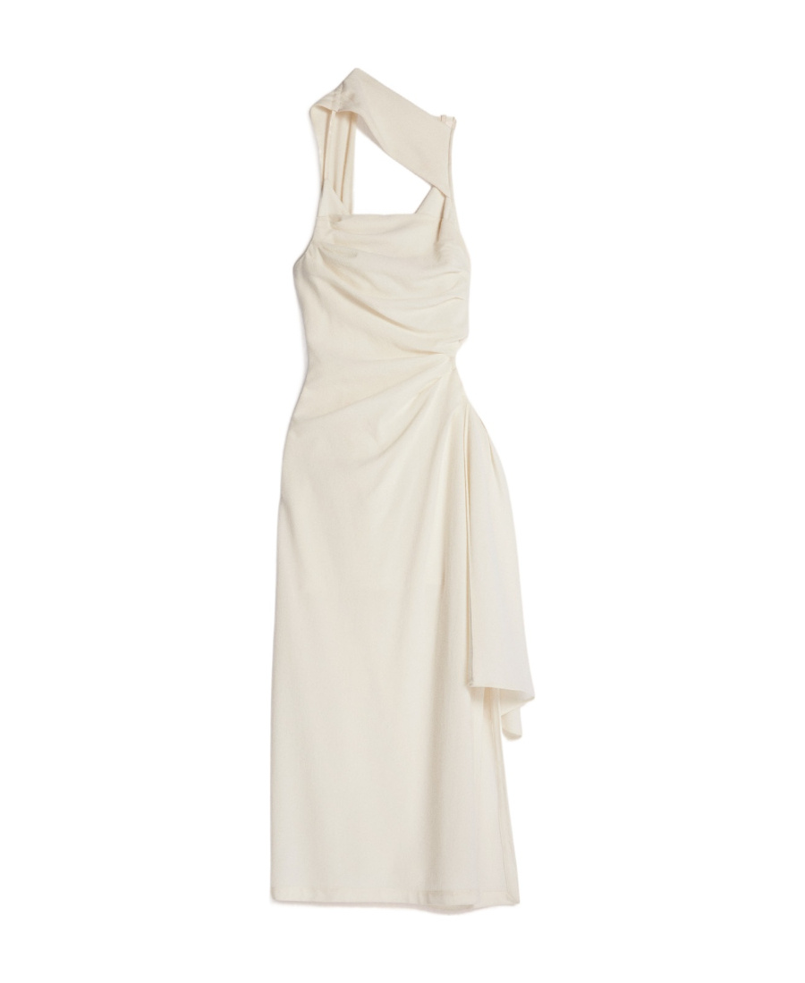 Jacquemus Abanada Draped Asymmetric Dress In White