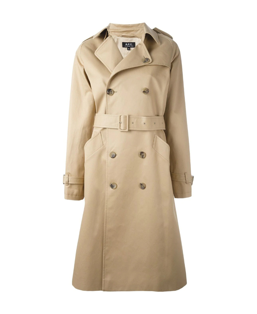 Apc Beige Greta Trench Coat In Nude