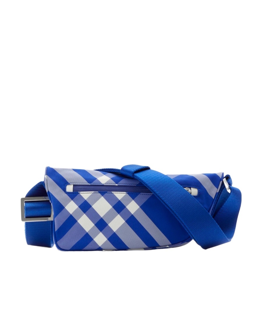 Burberry Shield Check Faux Leather Crossbody Bag In Blue