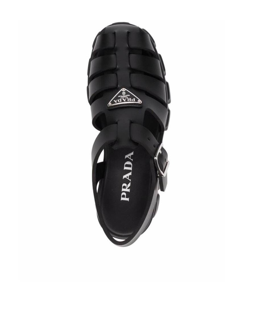 Shop Prada Foam Triangle-logo Sandals In Black